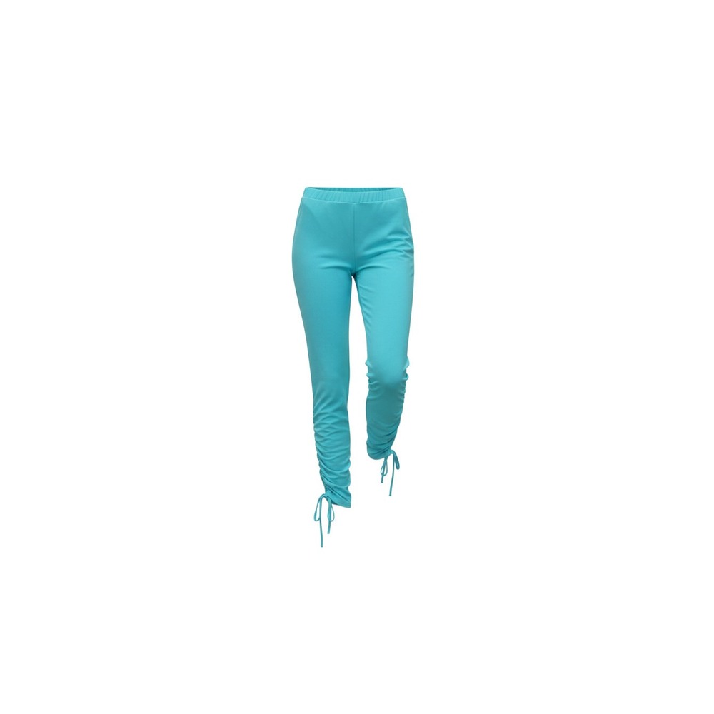 May Pink Leggings Womens Medium Turquoise Ruched Stacked Tie Ankle T5831P4263